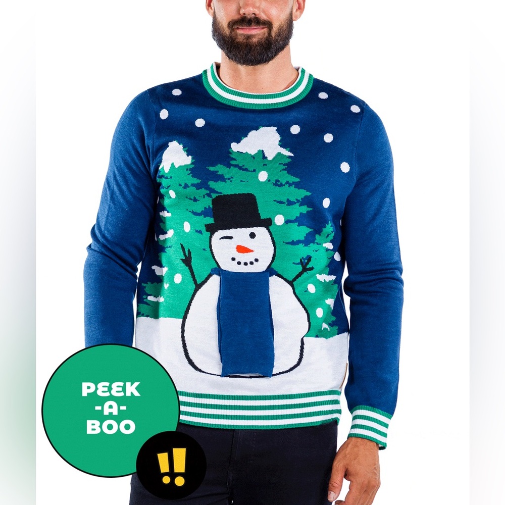New Tipsy Elves XL MEN'S PEEKABOO SNOWMAN UGLY CHRISTMAS SWEATER extra large
